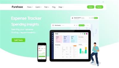 An innovative expense tracking tool interface displaying budget goals, spending insights, and financial recommendations, with users managing their expenses on different devices, symbolizing financial empowerment and control.