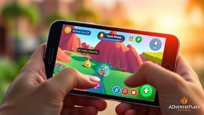 An engaging visual of a user navigating through an interactive ad game on a mobile device, with vibrant graphics, engaging challenges, and brand logos seamlessly integrated into the gameplay, illustrating the immersive and fun nature of AdVenturePlay's gamified advertising platform.