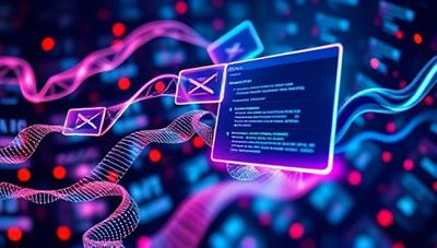 An abstract visualization of data streams flowing into a website interface, transforming into performance enhancements like speed optimizations, content recommendations, and user experience upgrades, symbolizing the power of data-driven decision-making in web design.