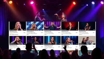An online talent showcase platform interface showcasing a variety of talent videos, with viewers interacting through likes and comments, creating a vibrant and supportive community for artists and performers to shine and connect.