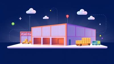 An illustration showing a virtual platform connecting warehouses with businesses, featuring a seamless and intuitive interface for browsing available storage spaces and making bookings, emphasizing convenience and efficiency.