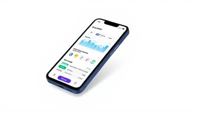 A sleek digital illustration of a smartphone displaying the FinanceGenie app interface, with financial graphs, budgeting tools, and savings goal trackers, creating a visual representation of financial empowerment and smart money management for users on the go.