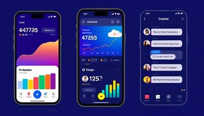 An interactive and user-friendly mobile app interface showing colorful graphs of investment performance, social sharing features, and a chat function for users to discuss investment ideas and strategies, reflecting a dynamic and collaborative investing environment.