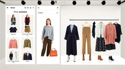 An interactive fashion styling platform interface featuring virtual wardrobe options, personalized style recommendations, and virtual fitting rooms for users to experiment with different outfits and accessories, creating a dynamic and immersive fashion styling experience in a digital realm.