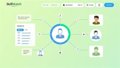 An interactive platform interface showcasing a dynamic skill-matching algorithm that connects job requirements with candidate skills in real-time, demonstrating the innovative approach of SkillMatch Hub in revolutionizing recruitment.