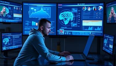 An AI-powered tutor assisting a student in a virtual study session, analyzing data and providing personalized learning recommendations, surrounded by digital screens displaying educational content and interactive learning tools, symbolizing the fusion of technology and education in personalized tutoring.