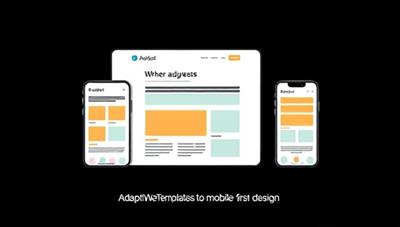 An illustration showing a website template seamlessly adjusting its layout and content to fit different mobile devices, emphasizing the adaptability and responsiveness of AdaptiWebTemplates for mobile-first design.