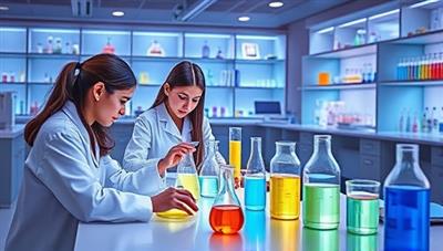 An illustrative representation of students engaging in a virtual science lab simulation, conducting experiments and analyzing results in a cutting-edge virtual laboratory environment, fostering a hands-on learning experience.