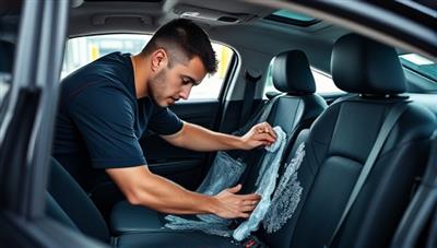 A professional detailer meticulously cleaning a car's interior, showcasing the attention to detail and quality of service offered by ShineOn Wheels.