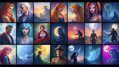 A vibrant digital art gallery showcasing diverse artwork styles and commissions, illustrating the creativity and talent available on the digital art commission platform.
