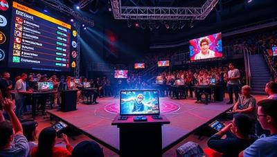An intense gaming competition scene showcasing players engaged in a skill-based challenge, with a leaderboard displaying top scores, a cheering virtual crowd, and a dynamic gaming environment, illustrating the competitive spirit and excitement of skill-based gaming competitions.