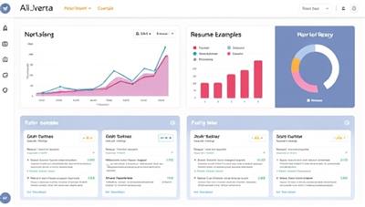 An AI-powered dashboard displaying graphs and statistics on resume optimization success rates, alongside before-and-after resume examples showcasing significant improvements, conveying the effectiveness and impact of the service.