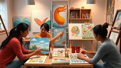 An emotionally expressive virtual art therapy session with participants engaging in creative art projects, painting sessions, and therapeutic activities in a supportive and healing environment, symbolizing the transformative power of art as a tool for emotional healing and self-discovery.