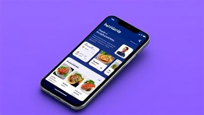 An interactive smartphone screen displaying the NutriGenie app interface with personalized meal suggestions, nutritional insights, and a user profile, conveying the convenience and customization of the AI-powered nutrition service.