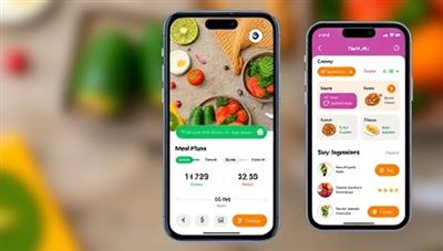 An interactive mobile app interface of NutriAI displaying personalized meal plans, nutrient breakdowns, and grocery suggestions, creating a user-friendly and informative platform for health-conscious individuals seeking tailored nutrition guidance.