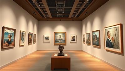 An elegant virtual art gallery space with curated artworks displayed on digital screens, sophisticated lighting, and interactive features that allow visitors to explore, bid, and purchase art pieces from the comfort of their homes, creating a premium art buying experience in the online realm.