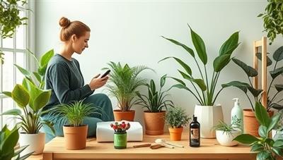 A visual representation of a virtual plant care consultation session where a plant expert guides a subscriber through plant care tips and recommendations, showcasing a variety of indoor plants, gardening tools, and eco-friendly plant care products, creating a vibrant and green-themed virtual environment that inspires plant care and cultivation.