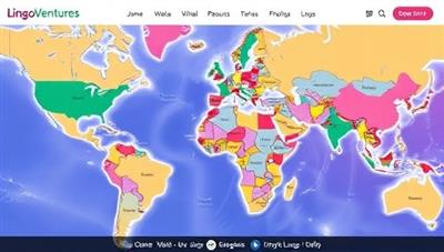 A vibrant and diverse online platform interface featuring multilingual blog posts, language exchange forums, virtual language challenges, and interactive maps showcasing users' travel adventures and language learning milestones, creating a dynamic and immersive experience for the LingoVentures community.