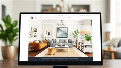 An elegant and inviting virtual living room design concept displayed on a digital screen, featuring color palettes, furniture arrangements, and decor accents, with a backdrop of a cozy home environment, showcasing the creative and personalized touch of DesignVirtuoso's virtual consultations.