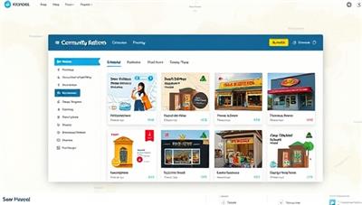 An engaging digital platform interface displaying diverse local businesses seeking funding, with a map background highlighting the community aspect of the investment platform.