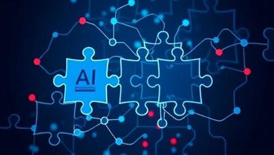 An engaging graphic depicting interconnected puzzle pieces symbolizing the matching process between candidates and companies, with AI algorithms optimizing the connections, conveying innovation and precision.