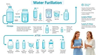 An informative infographic illustrating the water purification process, from filtration to treatment, with before-and-after visuals of clean water samples, various purification technologies, and happy customers enjoying safe and pure drinking water, highlighting the consultancy's expertise and impact.