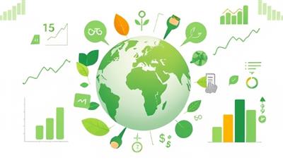 An illustration of a green globe surrounded by financial charts and eco-friendly symbols, representing the harmony between sustainable accounting practices and business profitability, conveying a message of environmental responsibility and financial success.