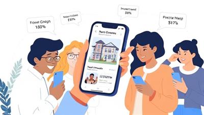 An engaging digital illustration depicting a diverse group of investors engaging with the Real Estate Micro-Investment Platform on their smartphones, with fractional ownership percentages, property listings, and investment returns displayed on the screen, showcasing the accessibility and simplicity of micro-investing in real estate through NanoNest Invest.