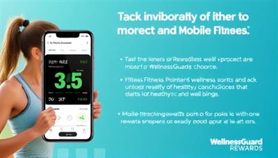 An engaging visual featuring users tracking their fitness progress on a mobile app connected to WellnessGuard Rewards, earning wellness points and unlocking rewards for healthy lifestyle choices, promoting a holistic approach to insurance and well-being.