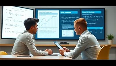 An engaging visual of a student studying accounting with a tutor in a virtual classroom setting, with accounting textbooks and formulas displayed on the screen, highlighting the interactive and educational nature of the online tutoring platform.