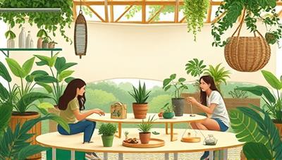A captivating digital illustration showcasing a virtual sustainable living workshop with eco-enthusiasts participating in DIY green projects, interactive sustainability discussions, and virtual eco-events, surrounded by lush greenery and eco-friendly decor, embodying the spirit of eco-consciousness and community empowerment in virtual sustainability workshops.
