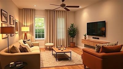 An image of a cozy living room with smart home devices seamlessly integrated, showcasing the convenience and modernity of the retrofit kits in action.