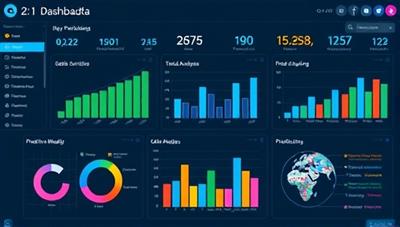 An analytical dashboard screen displaying key performance metrics, trend analyses, and predictive modeling results for a pharmaceutical company, with data visualizations and interactive charts illustrating the power of data-driven decision-making in the industry.