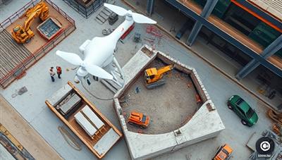 An aerial image captured by a drone showing a construction site with multiple workers, machinery in motion, and progress being monitored in real-time, showcasing the efficiency and comprehensive view provided by SkySiteWatch's drone-based monitoring services.