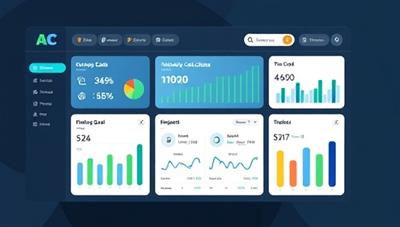 A digital financial dashboard displaying budgeting tools, investment calculators, and financial goal trackers, with a financial coach guiding users through money management strategies and wealth-building techniques, creating a practical and empowering environment for financial learning and growth.