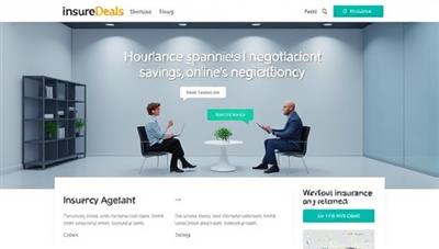 An engaging website interface displaying a virtual negotiation room with insurance providers and clients engaging in discussions, exchanging offers, and finalizing insurance agreements, symbolizing transparency, collaboration, and savings through InsureDeal's online negotiation service.