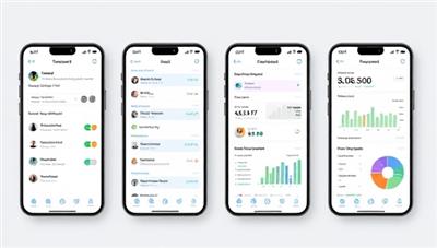 An interactive app interface mockup showcasing different features of PropManage Connect, including tenant messaging, maintenance request tracking, financial reports, and property analytics, illustrating the convenience and efficiency of remote property management through the app.