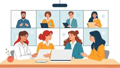 An illustrative representation of professionals from diverse backgrounds engaging in virtual skill-sharing sessions and collaborative projects on the SkillSwap Online platform, symbolizing the exchange of knowledge, expertise, and mutual learning in a digital workspace.