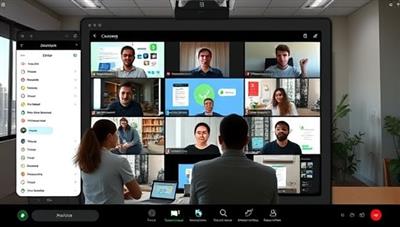 An online skill development bootcamp session with participants engaging in a virtual workshop, interacting with course materials, and collaborating on projects, creating a dynamic and immersive learning environment that fosters skill growth and professional development.
