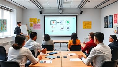 An engaging virtual classroom environment showcasing a diverse group of learners participating in an interactive skill development workshop led by an expert instructor, with digital tools, visual aids, and collaborative activities enhancing the learning experience, promoting growth and improvement.