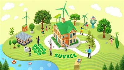 An eco-conscious digital landscape featuring a virtual sustainability hub with renewable energy sources, green technology solutions, and sustainable living practices, surrounded by diverse individuals participating in eco-friendly activities and community clean-up efforts, promoting a virtual ecosystem of environmental awareness and positive impact.