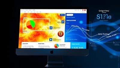 A visually striking representation of a computer screen displaying a website heat map and user engagement data, overlaid with design elements and personalized content suggestions, illustrating the fusion of data analytics and web design for enhanced user experiences.