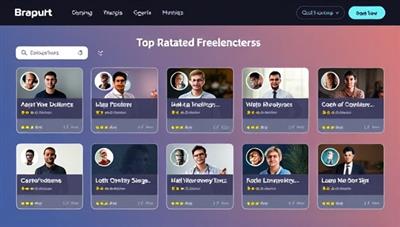 An online marketplace interface showcasing a variety of specialized industry categories with top-rated freelancers, each profile highlighting unique skills and expertise, creating a virtual hub for niche talent and project opportunities.