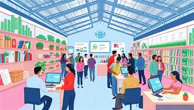 An engaging digital marketplace showcasing diverse investment options, with users interacting and exchanging investment ideas in a virtual community space, reflecting the collaborative and inclusive nature of the peer-to-peer micro-investment platform.