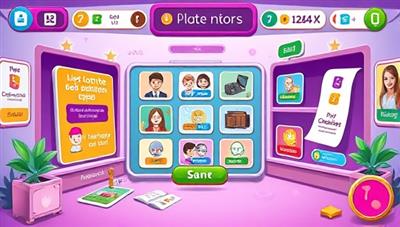 An interactive game interface showcasing educational challenges, rewards, and colorful graphics, creating a vibrant and immersive learning environment.