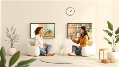 A calming digital environment featuring mental health professionals engaging in virtual therapy sessions with clients, surrounded by elements like supportive messages, mindfulness exercises, and peaceful nature scenes, highlighting the platform's focus on mental wellness and personalized care.