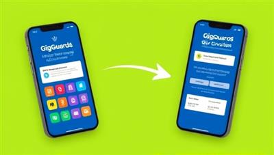 A vibrant and dynamic mobile app interface showcasing GigGuard's instant micro-insurance activation process, with colorful icons representing different gig categories and real-time coverage updates, conveying speed and flexibility.