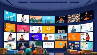 A vibrant online marketplace showcasing diverse financial courses, interactive learning materials, and expert instructors, with users engaging in virtual classes and discussions, representing continuous learning and personal growth in finance.