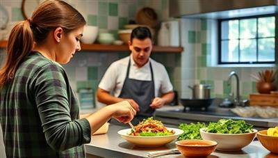 An individual participating in a virtual cooking class, following along with a chef's instructions and preparing a delicious dish in a well-equipped kitchen, showcasing the interactive and immersive culinary experience offered by CulinaryLive in a vibrant and inviting setting.