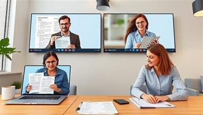 An engaging image of a virtual tax planning workshop session, with participants interacting via video conferencing, tax forms and calculators visible on their screens, creating a collaborative and informative environment for learning tax strategies and planning.